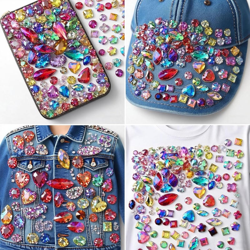 VADQZA 600PCS AB Colorful Gems Rhinestones Jewels for Crafts, Flatback Crystal Bedazzling Gemstones Rhinestone for Crafting Halloween Cosplay Party Embellishments Decorations(Red AB) - Image 2
